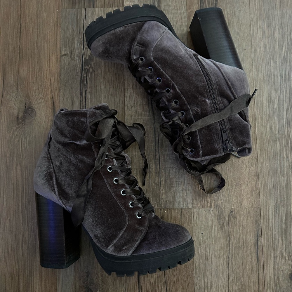 Steve Madden Velvet Lace-Up Boots